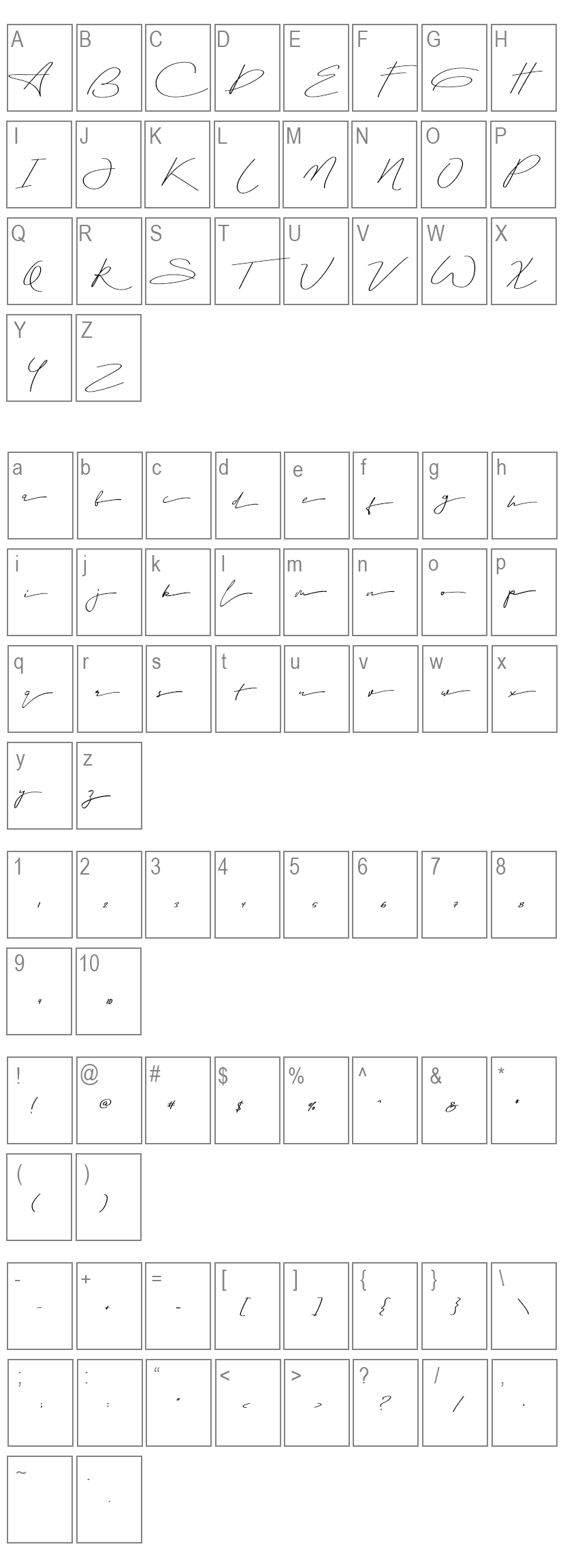 Aletheia Font Characters Map