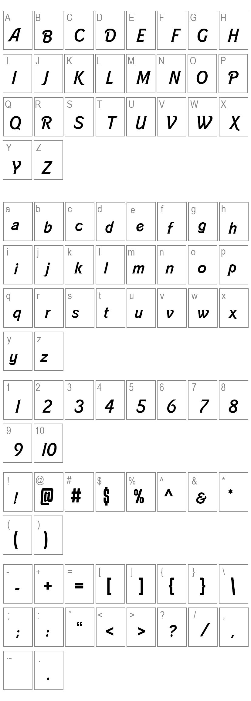 Barbie Font Characters Map