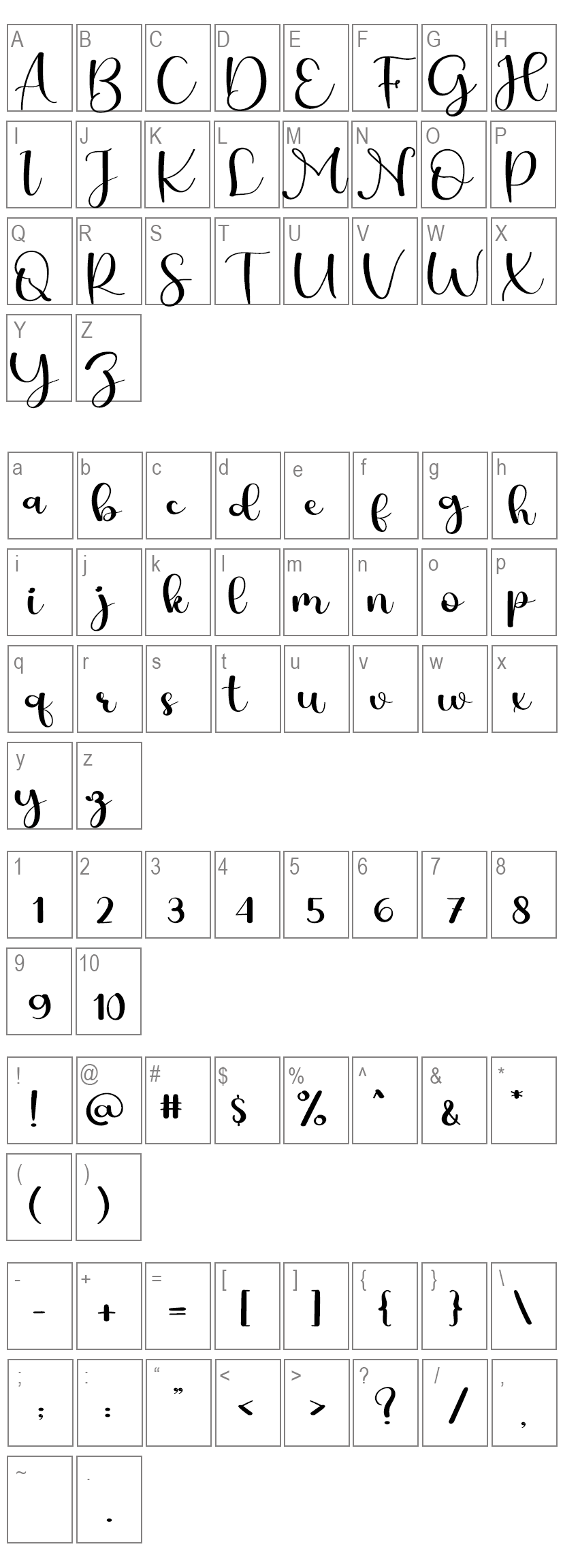 Brilliant Soulmate Font Characters Map