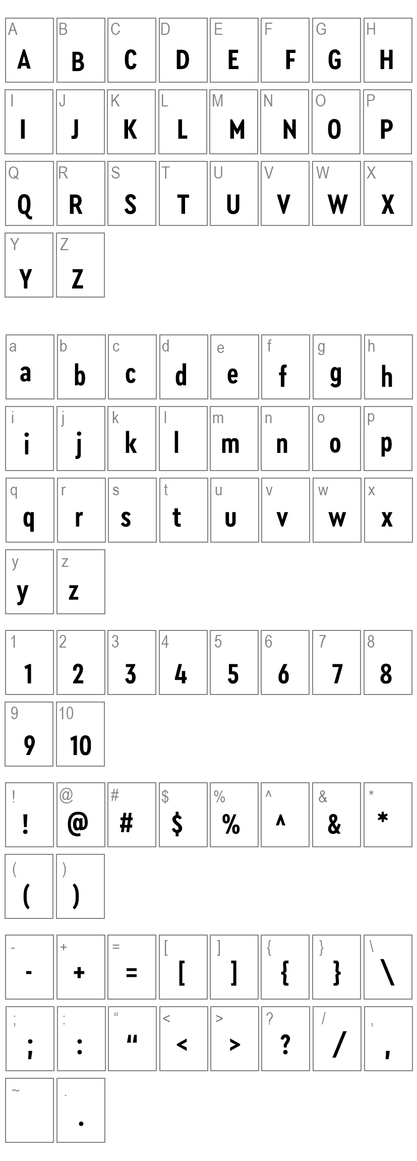 Cera Condensed Pro Font Characters Map