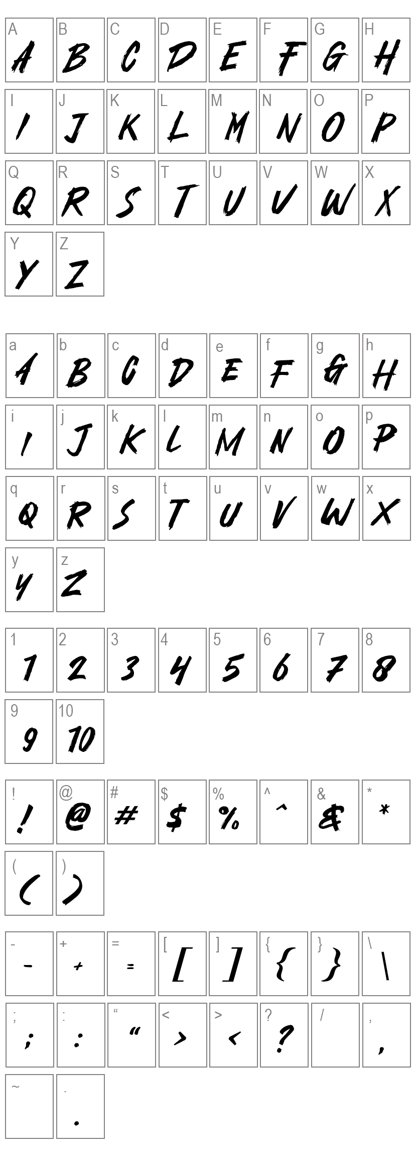 Dark Distance Font Characters Map