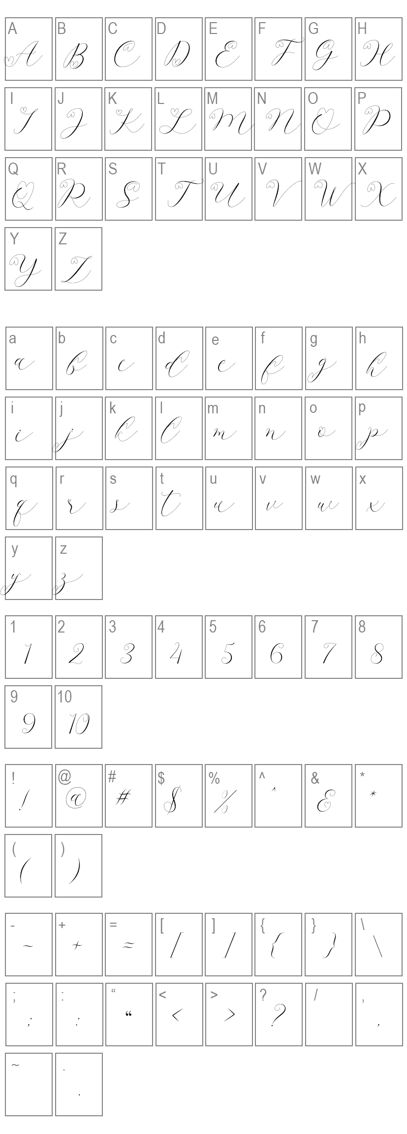 Latia Font Characters Map