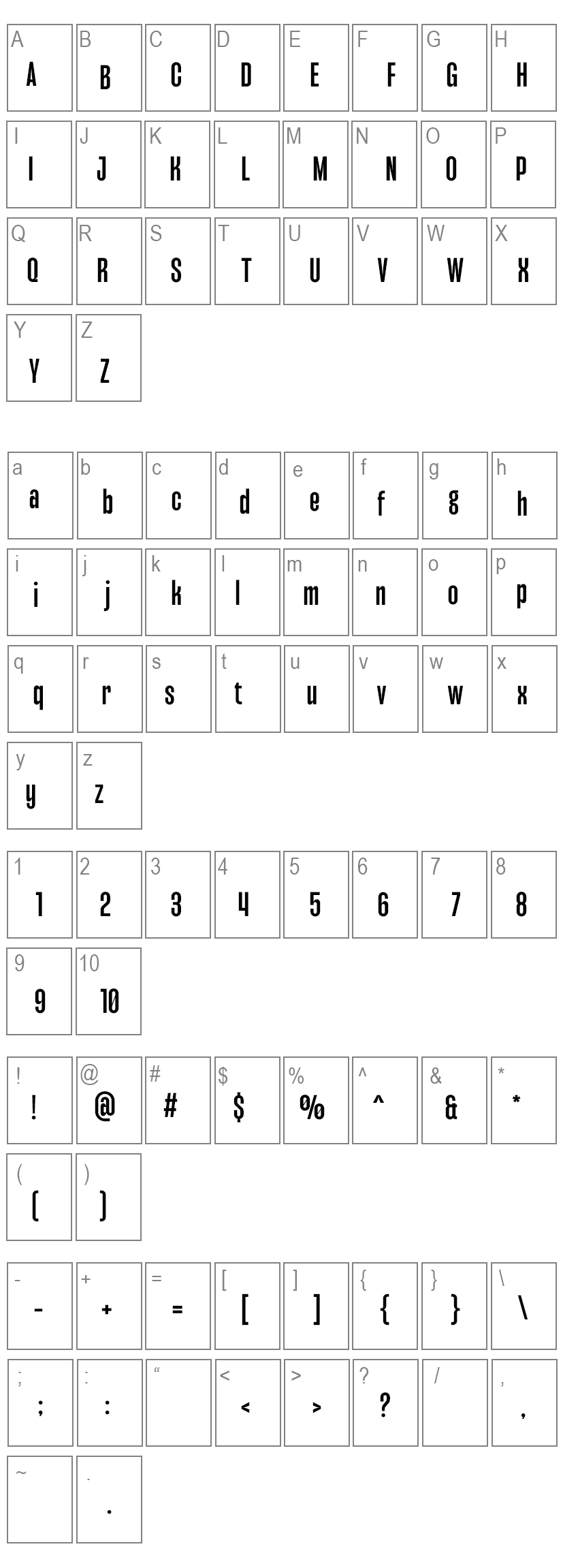 Maigury Font Characters Map