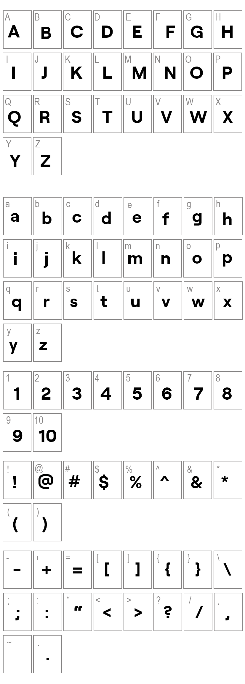 Roobert Font Family Characters Map